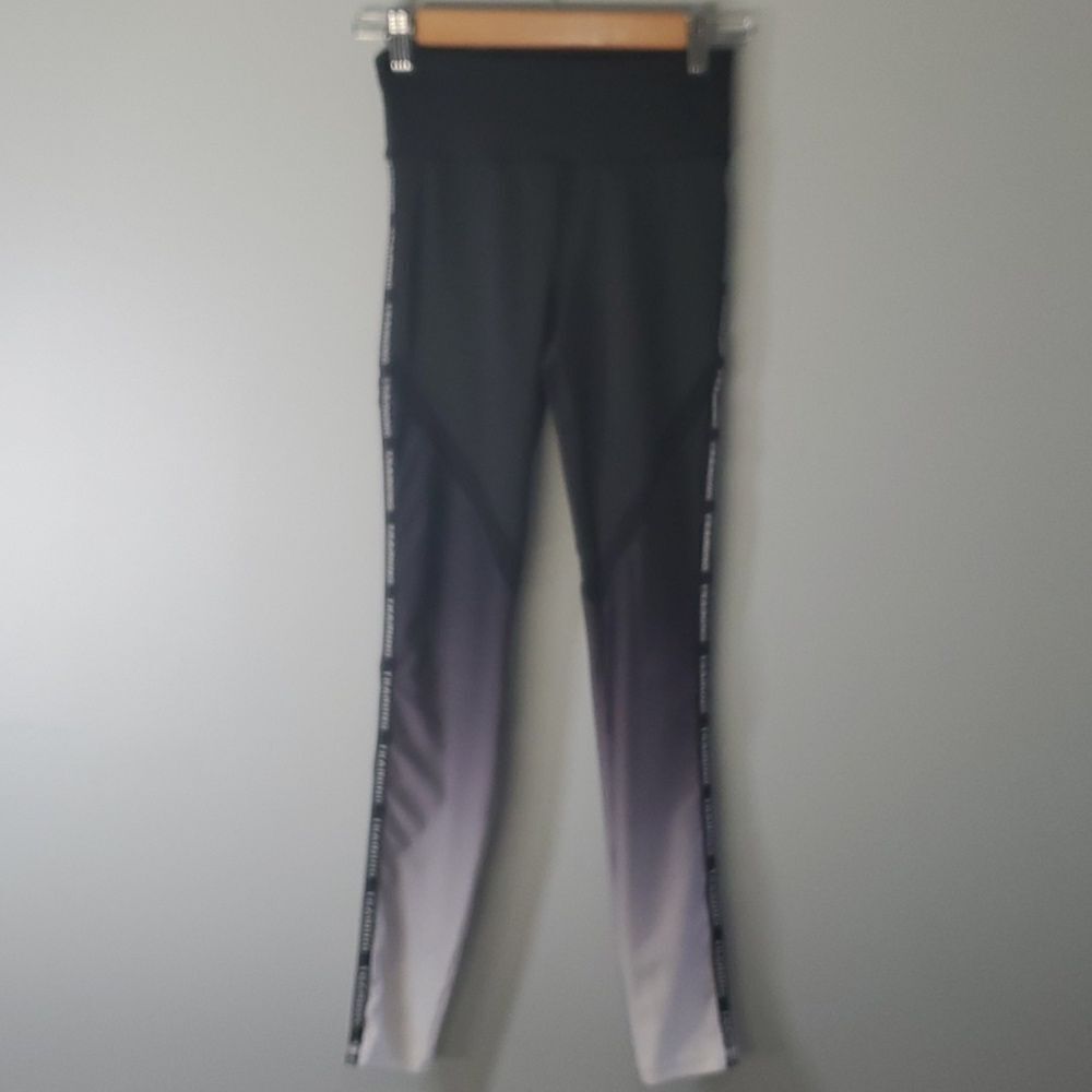 Forever 21 pants women's size xs x-small black gey white ombre yoga side stripe